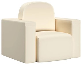 325516 vidaXL Sofá infantil 2-em-1 couro artificial branco