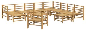 12pcs conj. lounge de jardim bambu c/ almofadões cinzento-claro