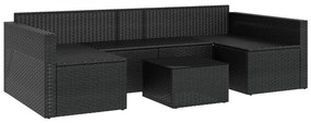 2 pcs conjunto lounge de jardim c/ almofadões vime PE preto