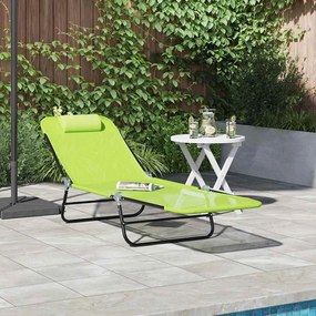 vidaXL Espreguiçadeira dobrável 1-pessoa Verde 182 x 55 x 85.5cm Metal