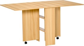 Mesa de Sala de Jantar Dobrável  (CADEIRAS NÃO INCLUIDAS) com Rodas Mesa Multifuncional para Sala de Jantar com 3 Formas 140x80x74cm Madeira