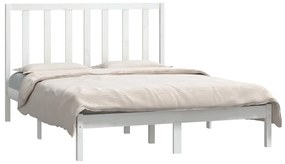 Cama sem colchão 140x190 cm madeira de pinho maciça branco