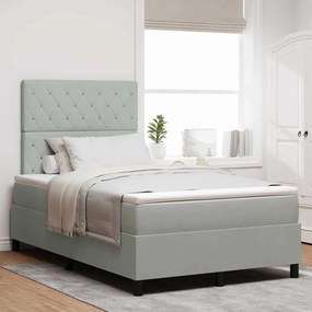 vidaXL Cama Box Spring LED Cinzento-claro 120 x 190 cm tecido