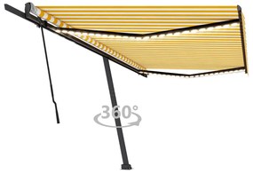 Toldo retrátil manual com LED 500x300 cm amarelo e branco