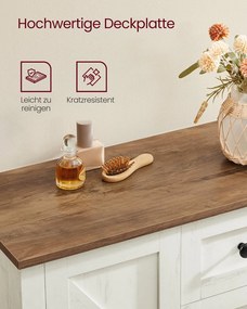 Armário de casa de banho ou cozinha 30 x 60 x 80 cm com gavetas e prateleiras ajustáveis em estilo rústico Branco vintage
