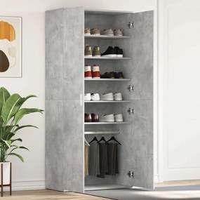 Guarda-Sapatos Cinza Concreto 80x39x180 cm de Madeira de Engenharia