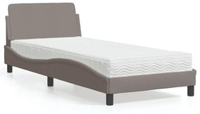 Cama com colchão 90x190 cm tecido castanho-acinzentado