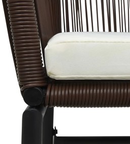 3 pcs conjunto de bistrô com almofadões vime PE castanho