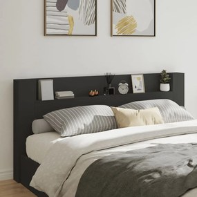 vidaXL Armário de cabeceira com luzes LED 220x16,5x103,5 cm preto