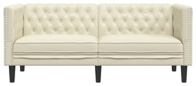 Sofá chesterfield 2 lugares couro artificial creme