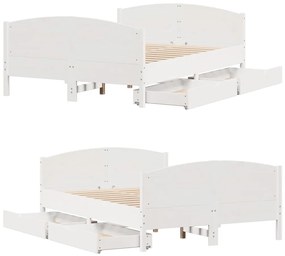 Cama sem colchão 140x190 cm madeira de pinho maciça branco