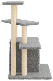 Árvore p/ gatos c/ postes arranhadores sisal 83,5cm cinza-claro