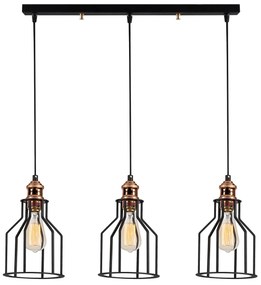 Candeeiro de Teto Alacati – Preto e Bronze – 67 x 17 cm