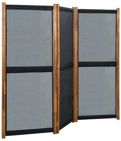 vidaXL Divisória/biombo com 3 painéis 210x170 cm preto