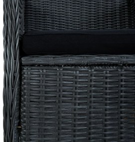 7 pcs conj. jantar exterior c/ almofadões vime PE cinza-escuro