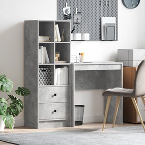 vidaXL Escrivaninha com Armazenamento Cinza Concreto Aglomerado de Partículas