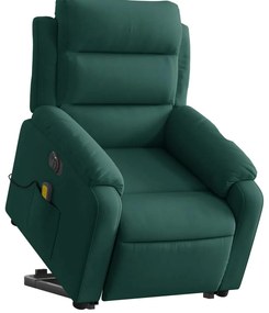 Poltrona massagens elevatória elétrica veludo verde-escuro