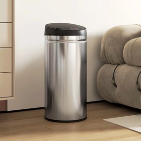 Caixote do lixo automático para cozinha de 42 L em aço inoxidável, com tampa de fecho suave, 30,5 x 30,5 x 68 cm, prateado