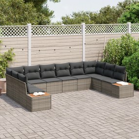 Conjunto de Sofá de Jardim vidaXL com Almofadas Cinzento de Rattan Pol