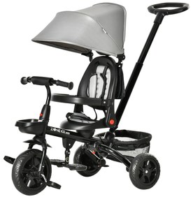 HOMCOM Triciclo Infantil 4 em 1 Bicicleta para Crianças 1-5 Anos com Assento Giratório Capô Ajustável Guidão de Empurre 111,5x52x98cm | Aosom Portugal
