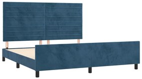 Estrutura de cama c/ cabeceira 180x200 cm veludo azul-escuro