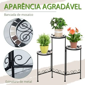 Outsunny Suporte de Metal para Plantas Dobrável Suporte para Flores co