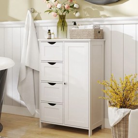 Armário de casa de banho com 4 gavetas 30 x 55 x 82 cm Branco
