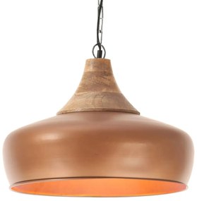 vidaXL Candeeiro teto industrial 35cm E27 ferro cobre e madeira maciça