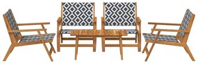 Conjunto de Cadeiras de Jardim com Mesa - 5 Peças, Preto e Branco, Mad
