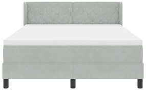 Cama Box Spring vidaXL com Colchão Cinza Claro 140x190 cm Veludo