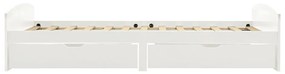 Estrutura de cama com 2 gavetas 90x200 cm pinho maciço branco