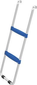 Escada para trampolim com 2 degraus largos e gancho universal, estrutura em aço galvanizado, capacidade de carga de 150 kg, 97 x 32 x 7 cm, azul