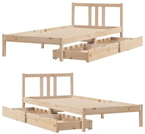 Cama sem colchão 90x190 cm madeira de pinho maciça