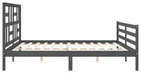 Estrutura de cama com cabeceira 200x200 cm madeira maciça cinza