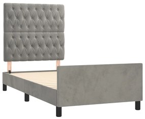 Estrutura de cama sem colchão 100x200 cm veludo cinzento-claro