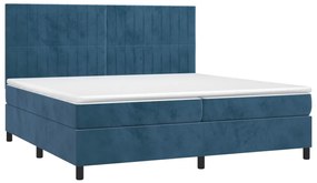 Cama com molas/colchão 200x200 cm veludo azul-escuro