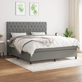 vidaXL Cama com molas/colchão 160x200 cm tecido cinzento-escuro