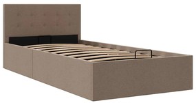 Cama hidráulica c/ arrumação 100x200cm tecido cinza-acastanhado