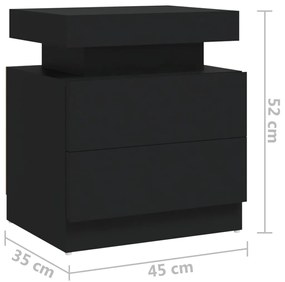 Mesa de cabeceira 45x35x52 cm aglomerado preto