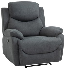 HOMCOM Poltrona ergonômica estofada Cadeira reclinável manualmente 150º com apoio de braço e apoio de pes Acolchoado Esponja grossa Suporta até 150 kg 97x96x105.5 cm Cinza