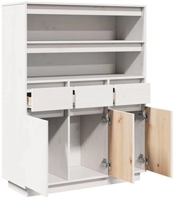 Aparador alto 89x34x116,5 cm madeira de pinho maciça branco