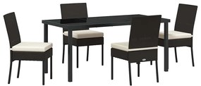 Conjunto de Jantar para Jardim com 5 Peças em Rattan Sintético Preto.