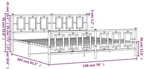 Estrutura de cama com cabeceira e pés 193x203 cm metal branco