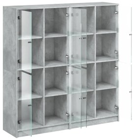 Estante c/ portas 136x37x142 cm derivados madeira cinza cimento