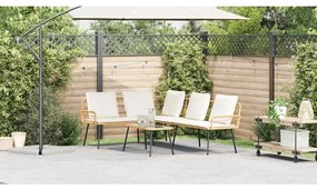 Conjunto de Sofá de Jardim 2 Peças com Almofadas em Rattan Natural