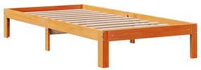 Cama sem colchão 75x190 cm madeira de pinho maciça castanho-mel