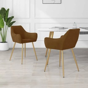 vidaXL Cadeiras de jantar 2 pcs veludo castanho