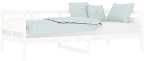 Sofá-cama 90x200 cm madeira de pinho maciça branco