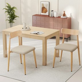 Conjunto de 2 cadeiras de jantar modernas (MESA NÃO INCLUIDA) estofadas em tecido de linho com pernas de metal resistentes natural