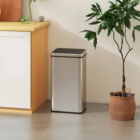 Caixote do Lixo de Cozinha com Sensor, 35,5 x 26 x 67 cm, Capacidade de 50 L, Prateado